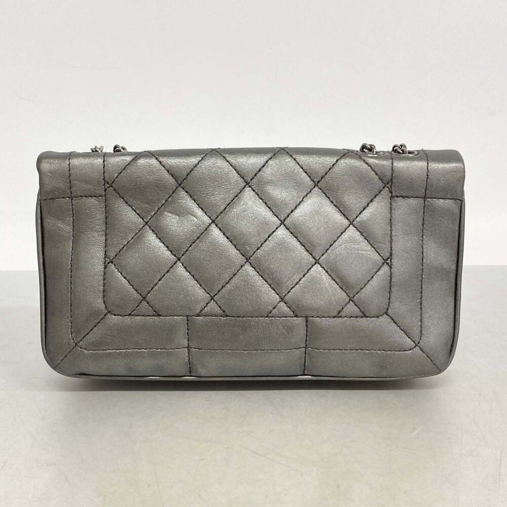 CHANEL Silver Lambskin Leather Shoulder Bag - Picture 10 of 10